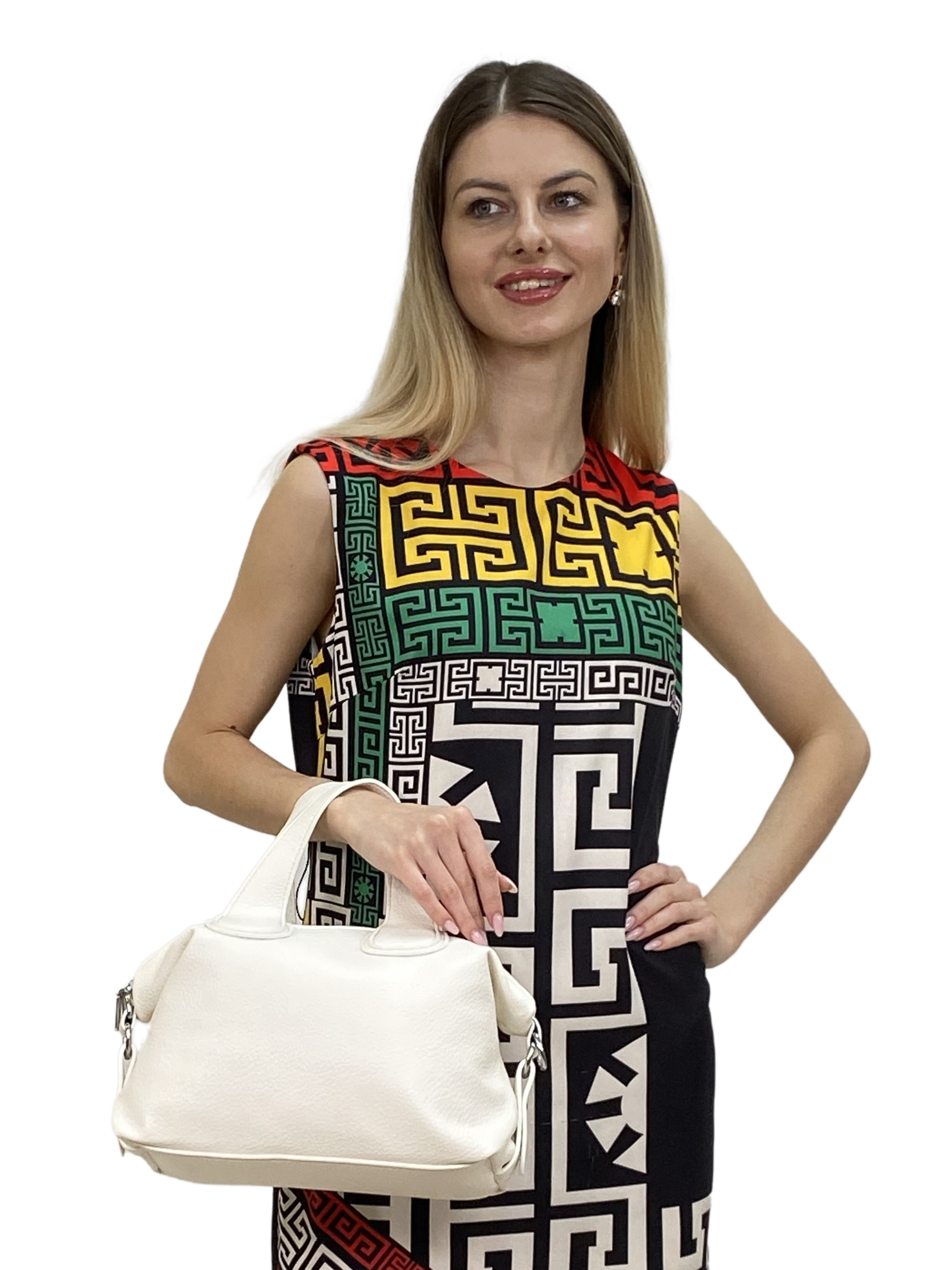 На фото 3 -  Женская сумка из искусственной кожи, цвет белый