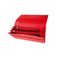 На фото 2 - Женский кошелёк-портмоне из мягкой натуральной кожи, цвет красный