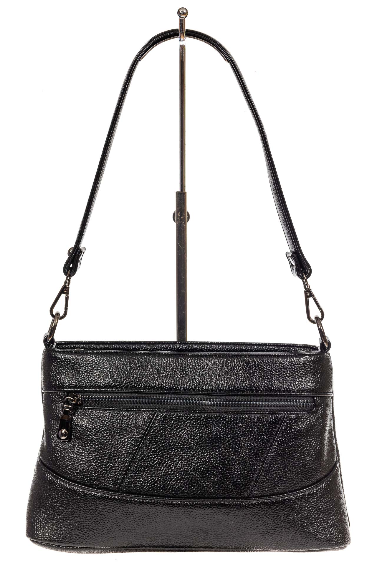 На фото 2 - Классическая женская сумка из искусственной кожи, цвет черный