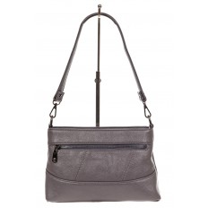 На фото 2 - Классическая женская сумка из искусственной кожи, цвет серый металлик