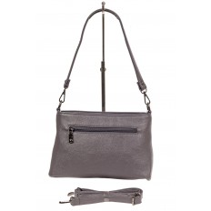 На фото 3 - Классическая женская сумка из искусственной кожи, цвет серый металлик