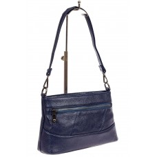 На фото 1 - Классическая женская сумка из фактурной искусственной кожи, цвет синий