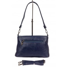На фото 3 - Классическая женская сумка из фактурной искусственной кожи, цвет синий