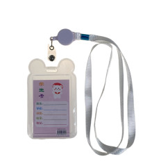 На фото 2 - Бейдж для пропуска с рулеткой и лентой, цвет белый