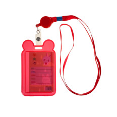 На фото 2 - Бейдж для пропуска с рулеткой и лентой, цвет красный На фото 2 - Бейдж для пропуска с рулеткой и лентой, цвет красный