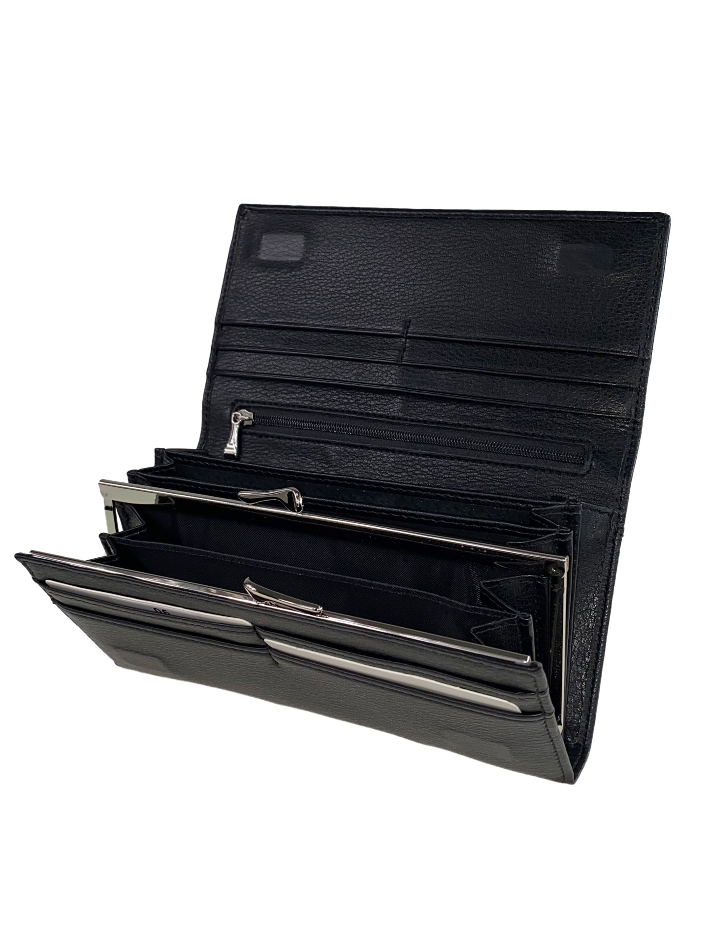 На фото 2 - Кожаный женский кошелёк-портмоне, цвет чёрный, арт. 06-05142FV1220/1