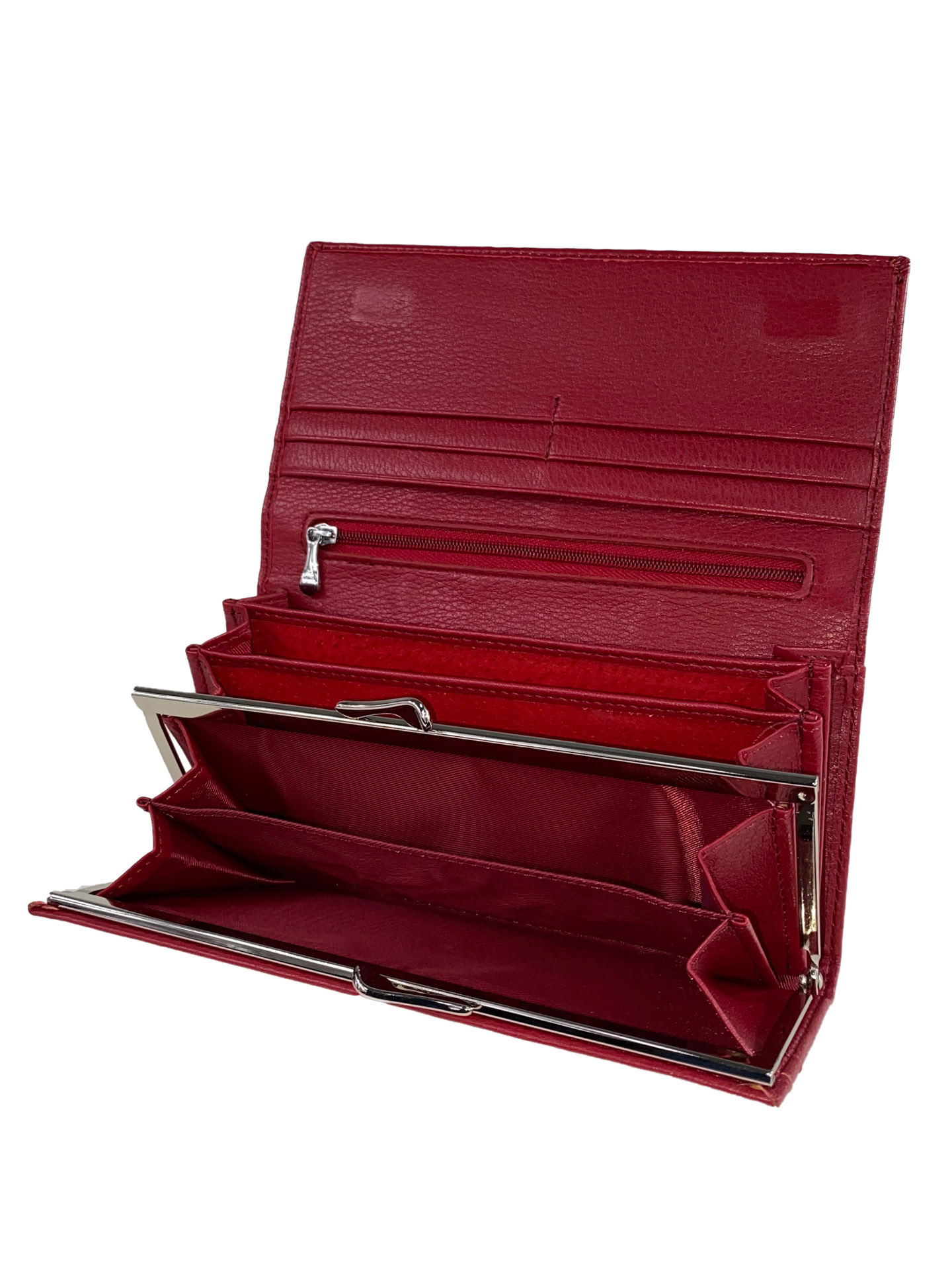 На фото 2 - Кожаный женский кошелёк-портмоне, цвет красный