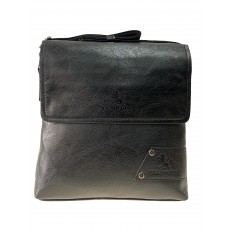 На фото 2 - Мужская сумка мессенджер через плечо из экокожи, цвет чёрный