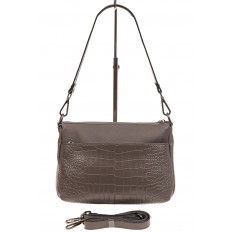 На фото 3 - Кожаная женская сумка с фактурой под рептилию, цвет серый