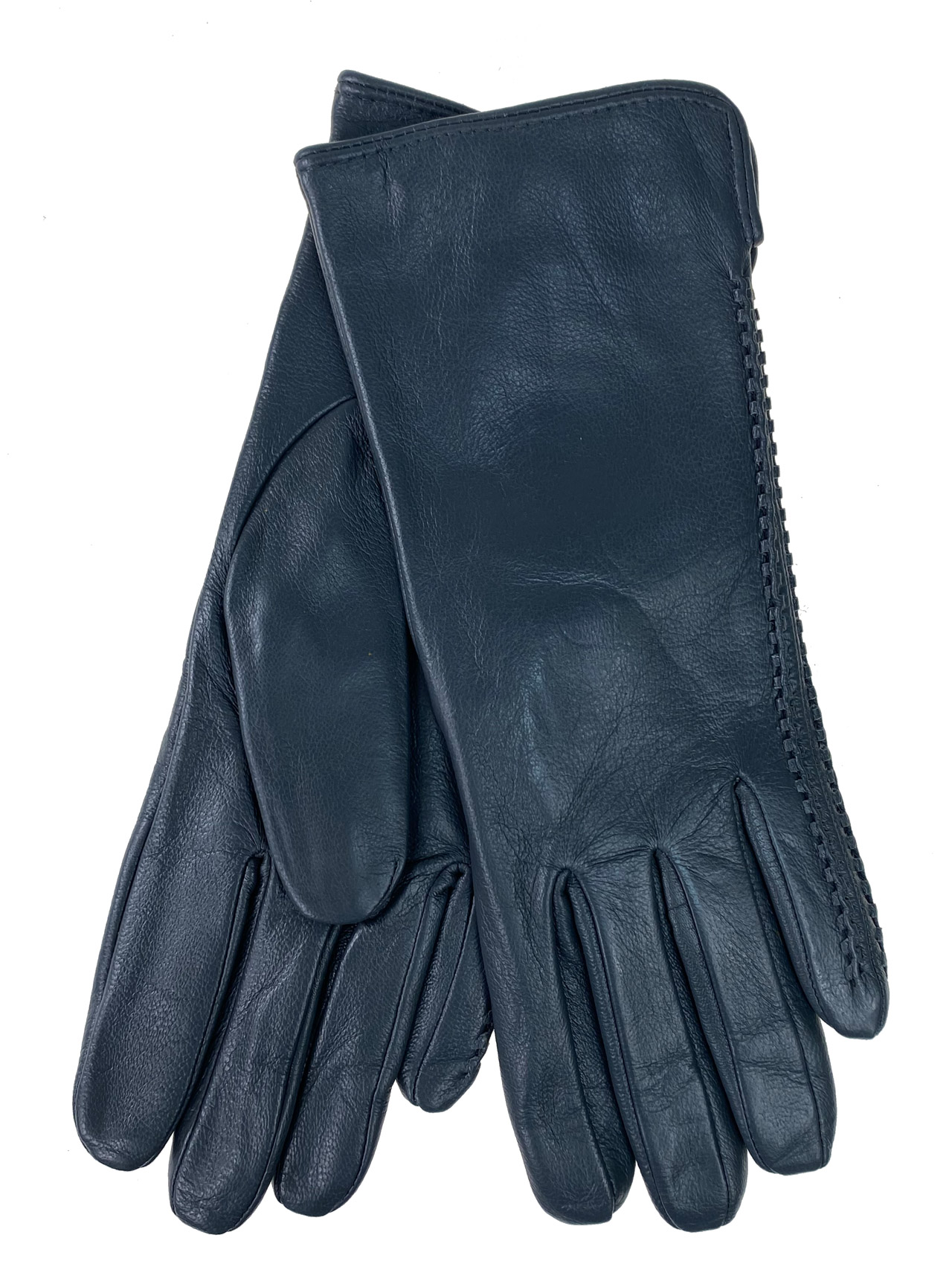На фото 1 - Женские перчатки из натуральной кожи, цвет серый