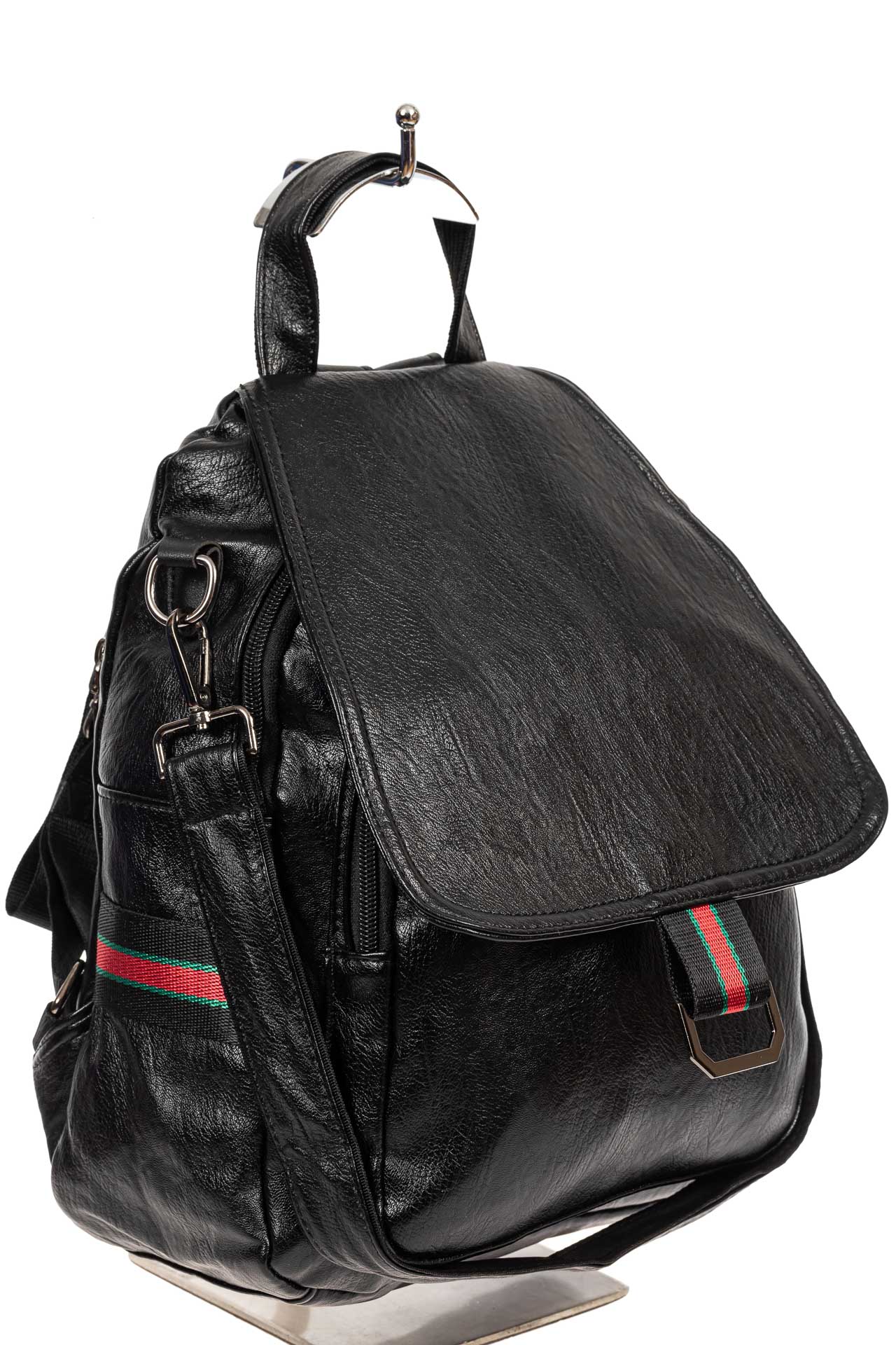 На фото 1 - Молодёжный рюкзак-трансформер из искусственной кожи, цвет чёрный