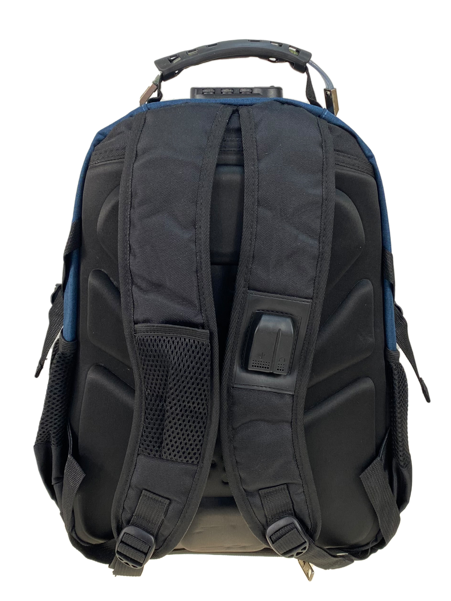 На фото 2 - Универсальный рюкзак из водоотталкивающей ткани, цвет черный с синим