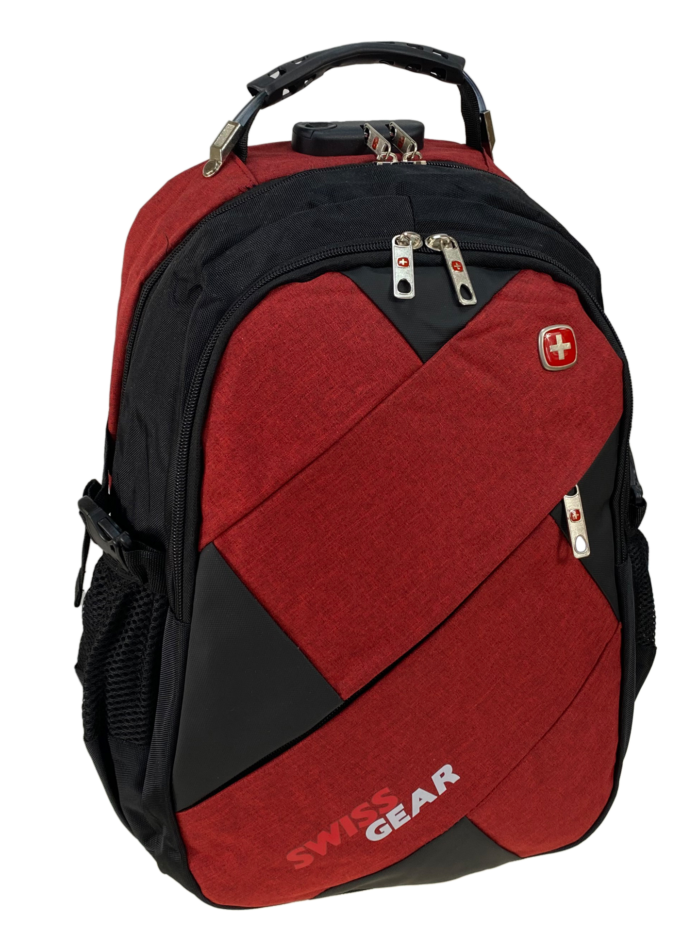 На фото 1 - Универсальный рюкзак из водоотталкивающей ткани, цвет черный с бордовым