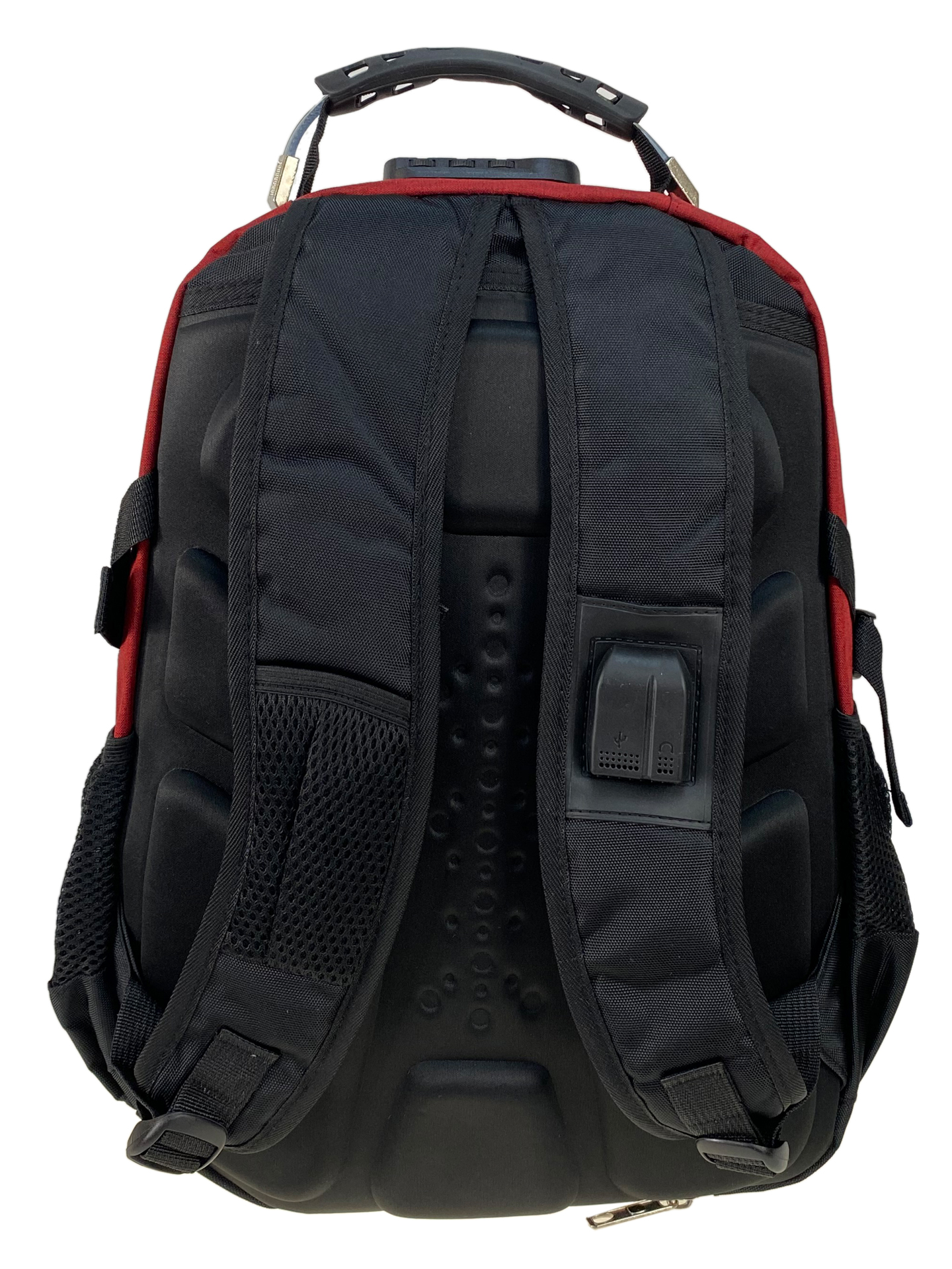 На фото 2 - Универсальный рюкзак из водоотталкивающей ткани, цвет черный с бордовым
