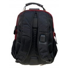 На фото 2 - Универсальный рюкзак из водоотталкивающей ткани, цвет черный с бордовым