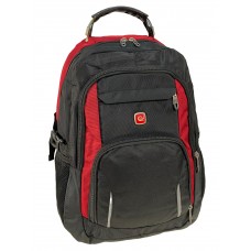 На фото 1 - Универсальный рюкзак из водоотталкивающей ткани, цвет черный с красным