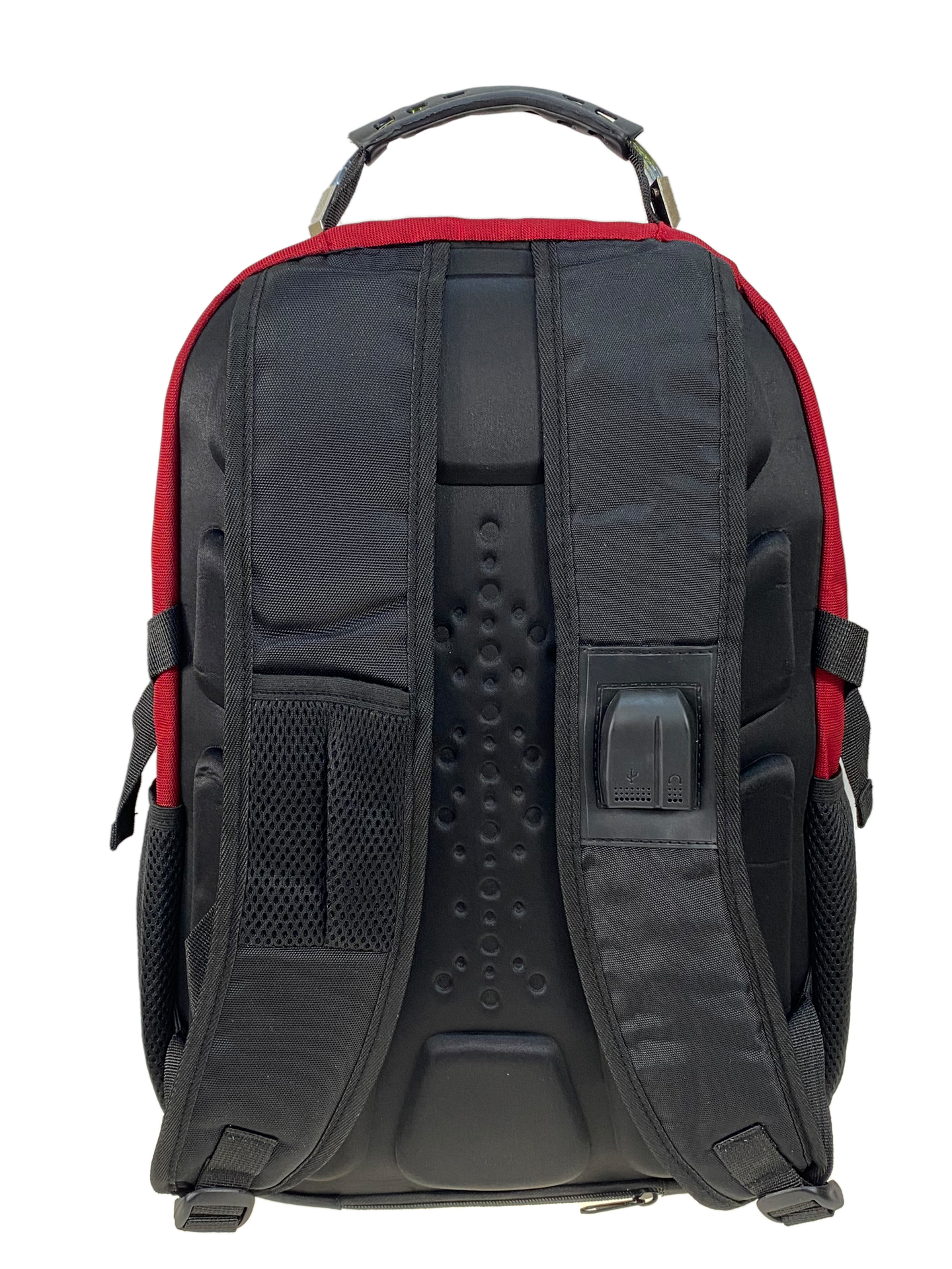 На фото 2 - Универсальный рюкзак из водоотталкивающей ткани, цвет черный с красным