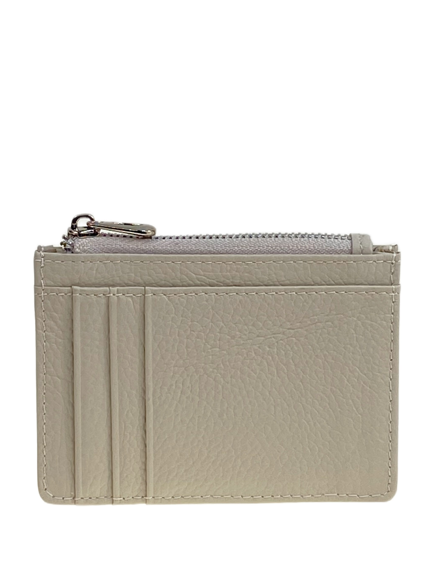 На фото 1 - Картхолдер женский из натуральной кожи для пластиковых карт, цвет бело-серый