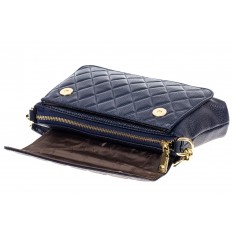На фото 4 - Стёганая маленькая сумочка из натуральной кожи, цвет синий