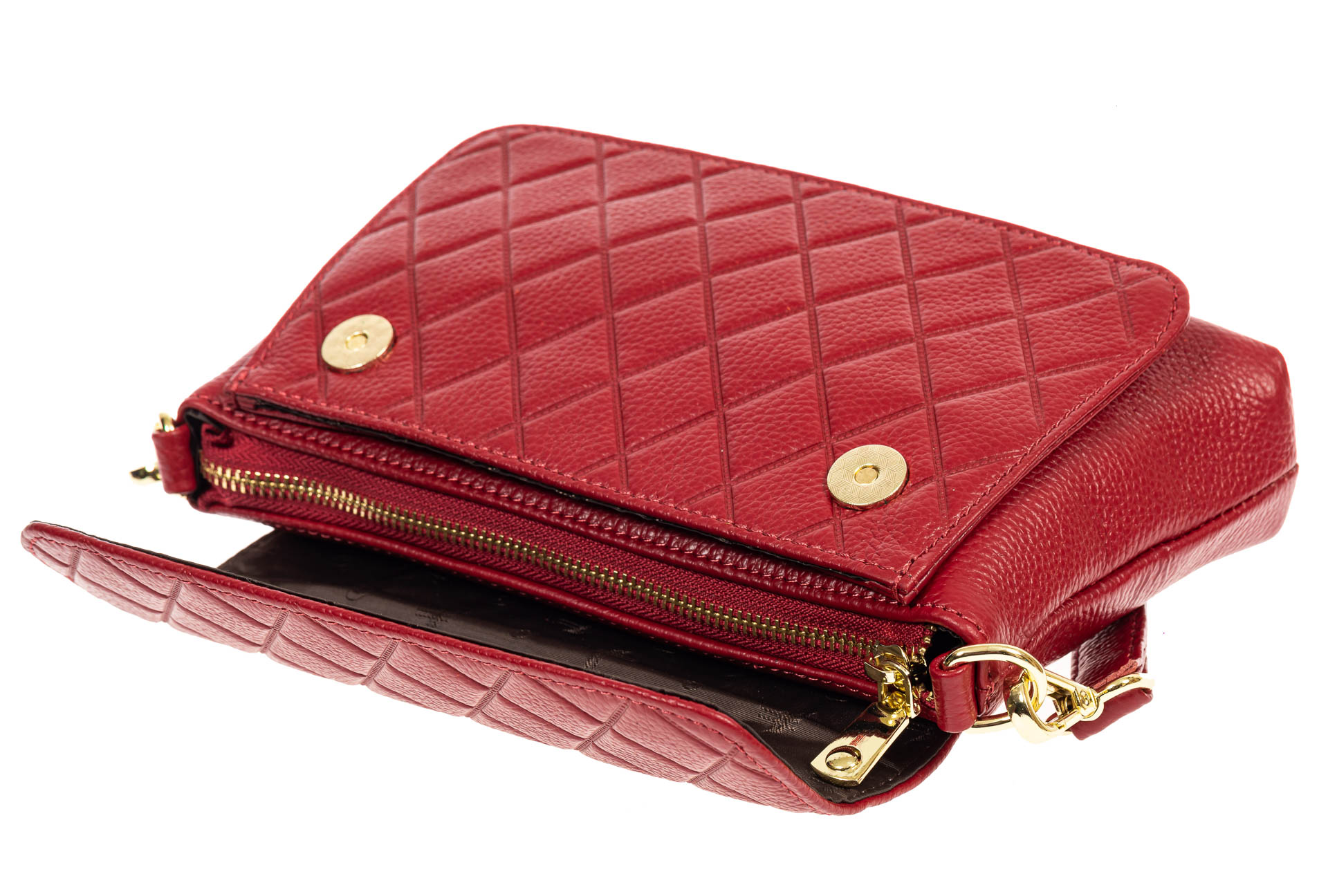 На фото 4 - Стёганая маленькая сумочка из натуральной кожи, цвет бордовый