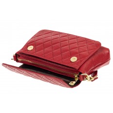 На фото 4 - Стёганая маленькая сумочка из натуральной кожи, цвет бордовый