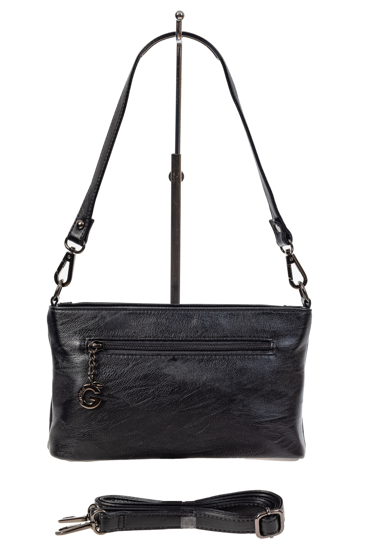 На фото 3 - Чёрная женская сумочка из мягкой экокожи