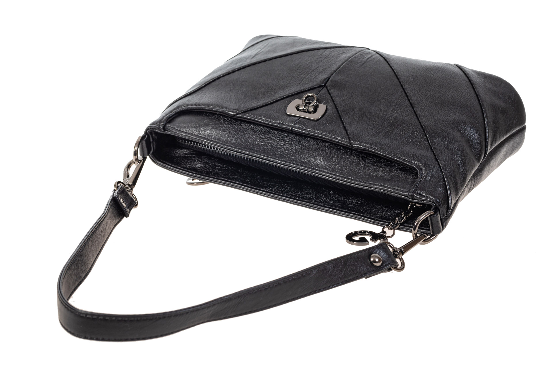 На фото 4 - Чёрная женская сумочка из мягкой экокожи