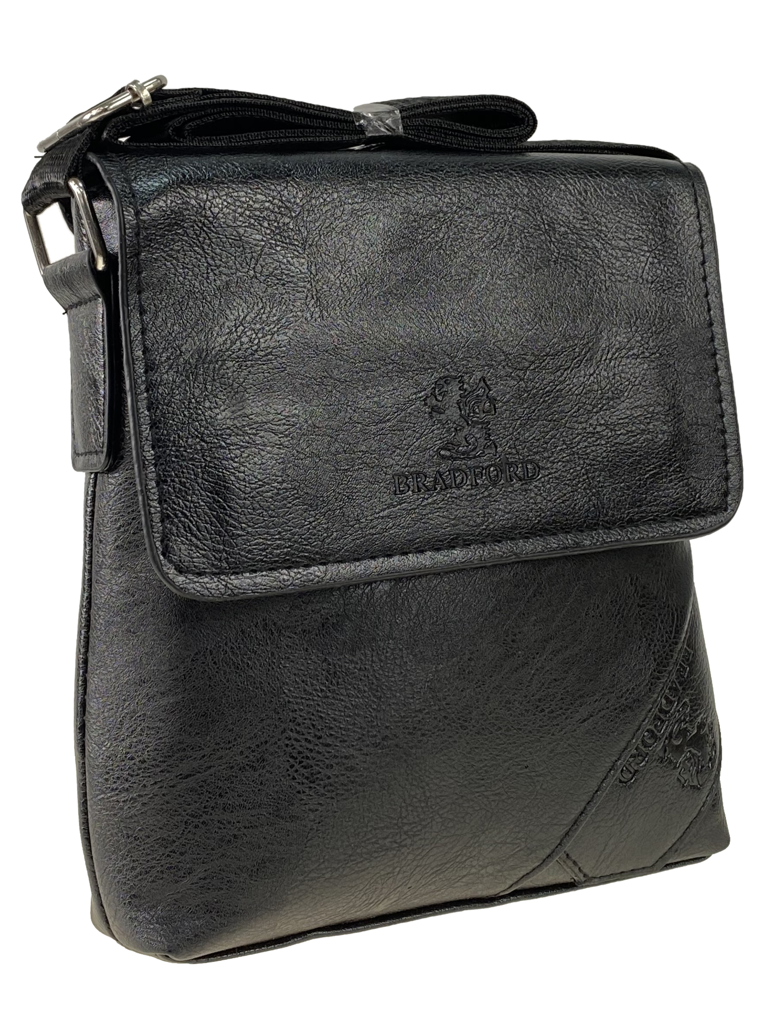 На фото 1 - Мужская сумка-планшет из чёрной экокожи