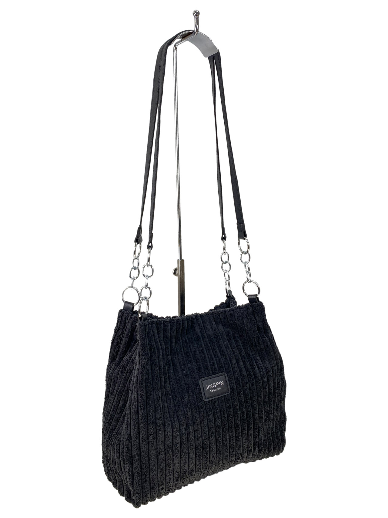 На фото 1 - Женская сумка из текстиля, цвет черный