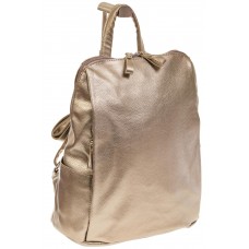 На фото 1 - Вместительный рюкзак из искусственной кожи бронзового цвета
