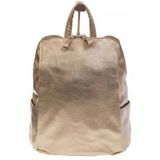 На фото 2 - Вместительный рюкзак из искусственной кожи бронзового цвета
