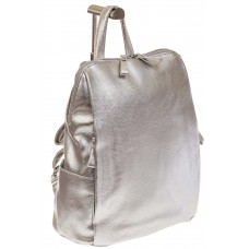 На фото 1 - Вместительный рюкзак из искусственной кожи серебристого цвета