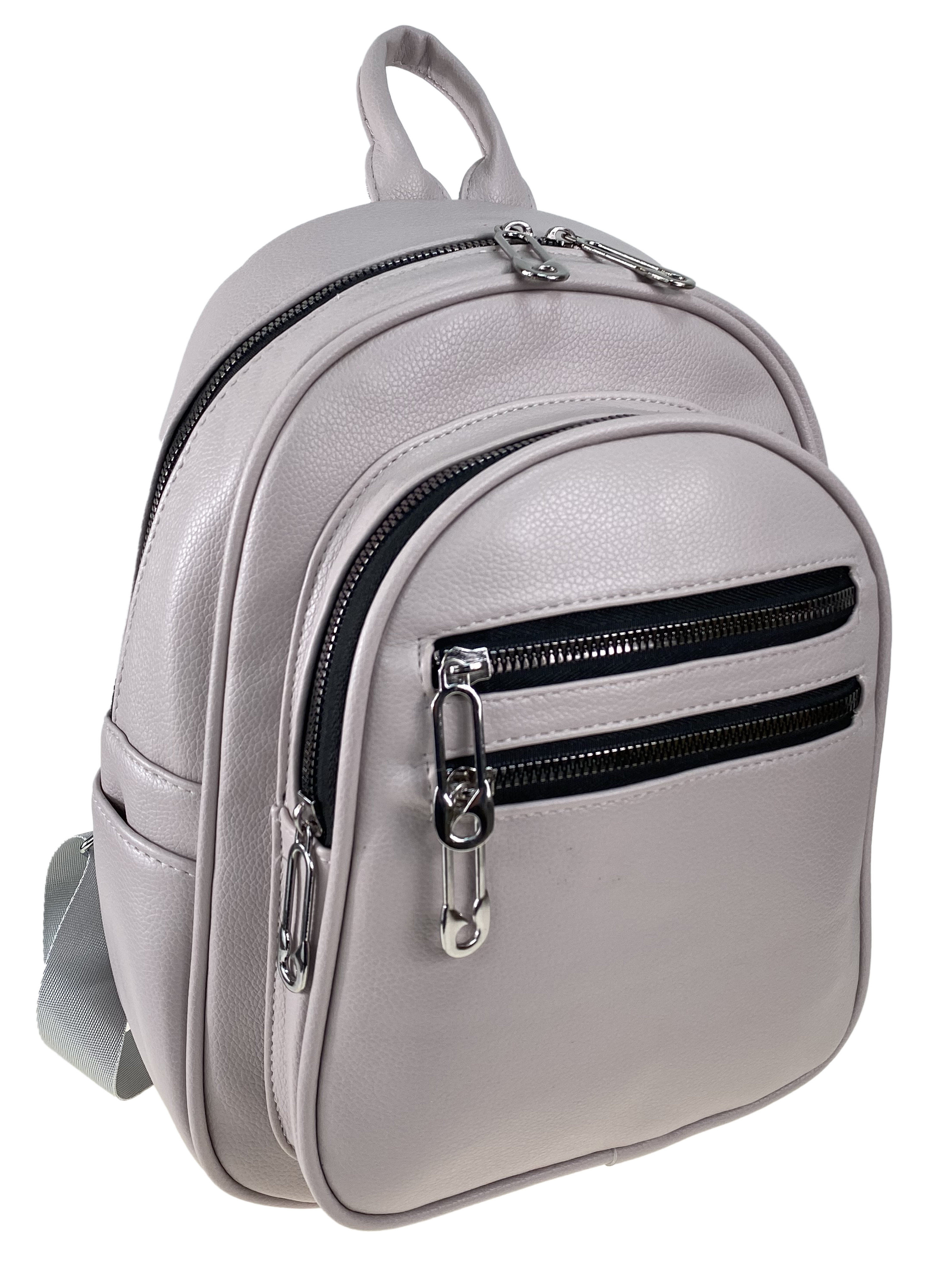 На фото 1 - Женская рюкзак  из искусственной кожи, цвет серый