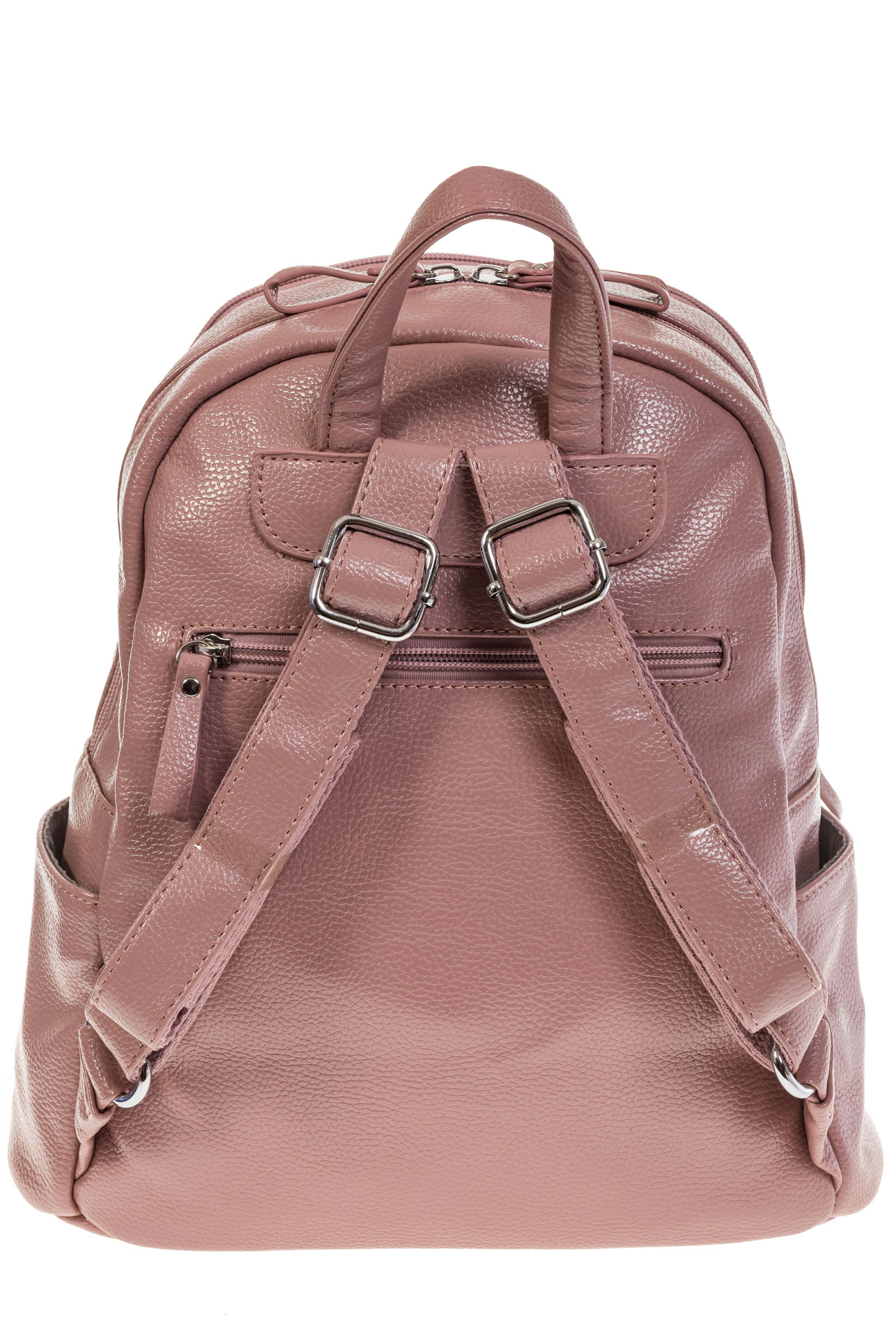 На фото 3 - Розовый рюкзак из искусственной кожи с двумя отделениями