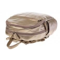 На фото 4 - Золотой рюкзак из искусственной кожи с двумя отделениями