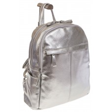 На фото 1 - Серебристый рюкзак из искусственной кожи с двумя отделениями
