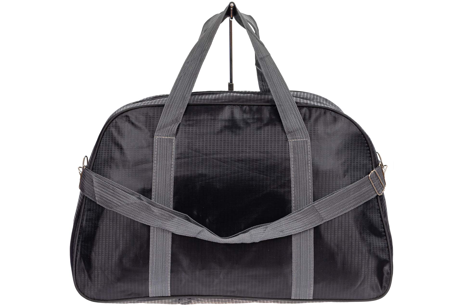 На фото 3 - Дорожная сумка из текстиля, цвет черный с серым