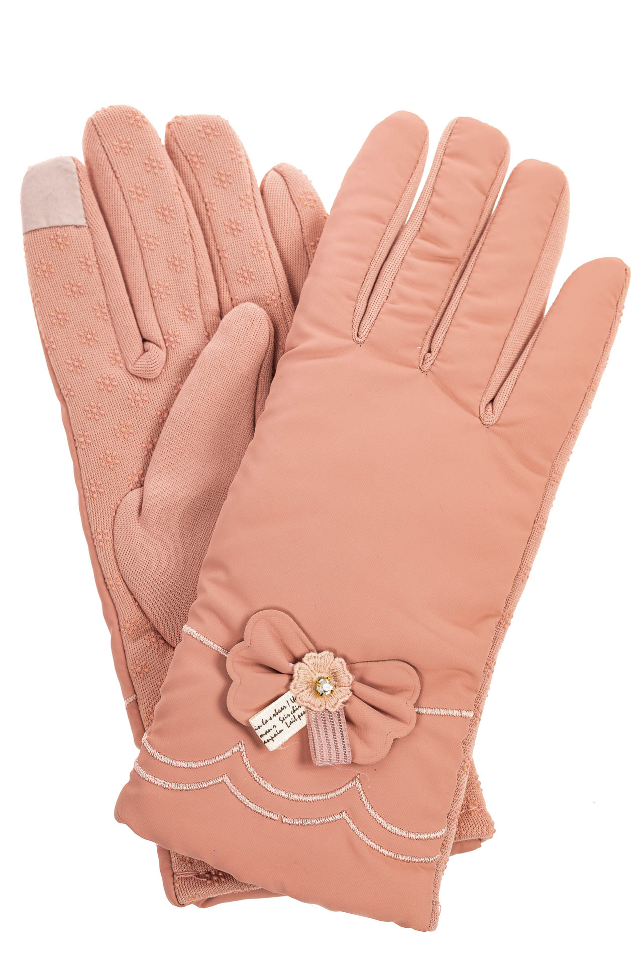 На фото 1 - Классические перчатки женские, цвет пыльная роза