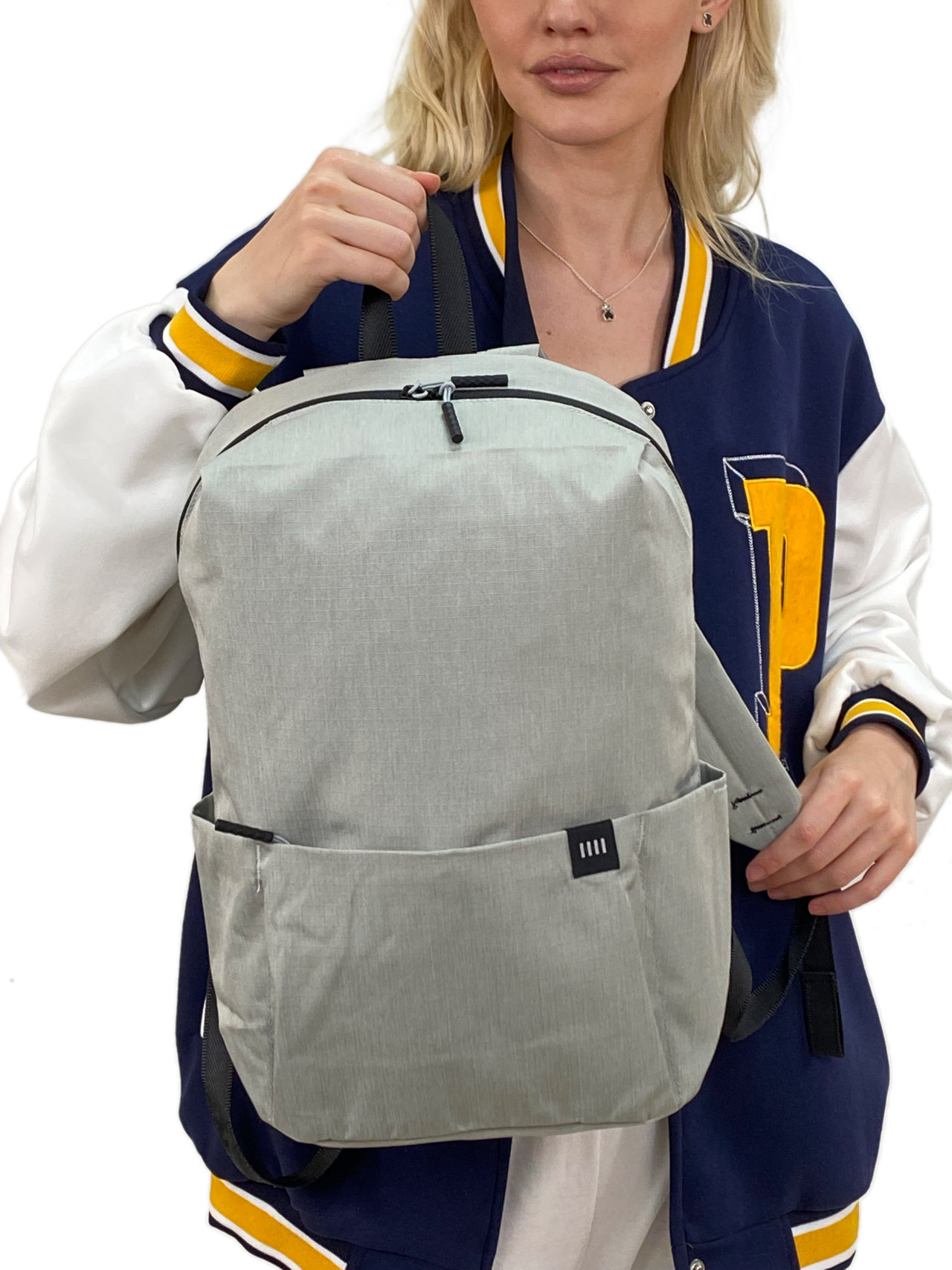На фото 1 - Молодежный рюкзак из текстиля, цвет  серый