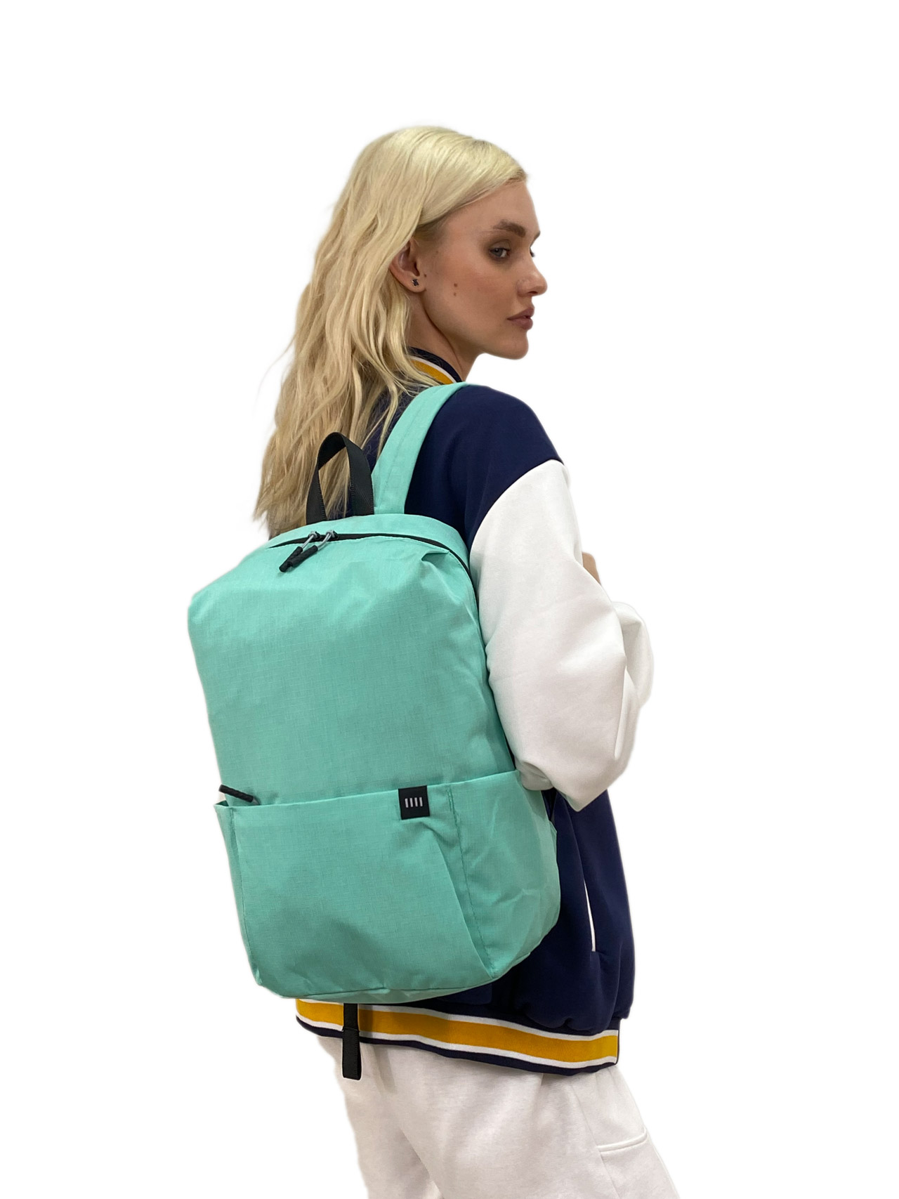 На фото 2 - Молодежный рюкзак из текстиля, цвет бирюзовый