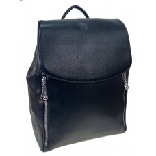 На фото 1 - Женский рюкзак из искусственной кожи, цвет  черный