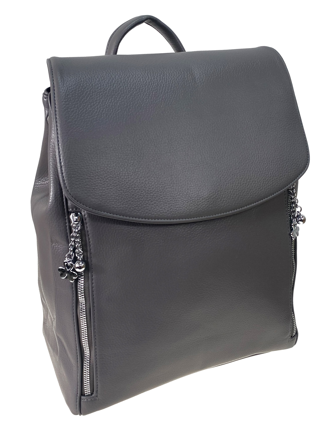 На фото 1 -  Женский рюкзак из искусственной кожи, цвет серый