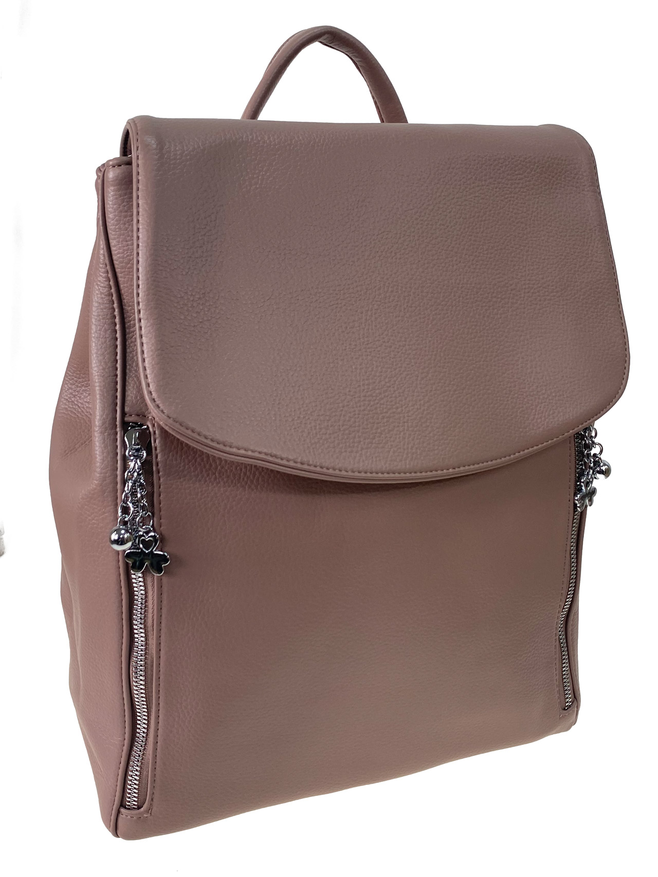 На фото 1 - Женский рюкзак из искусственной кожи, цвет  розовый