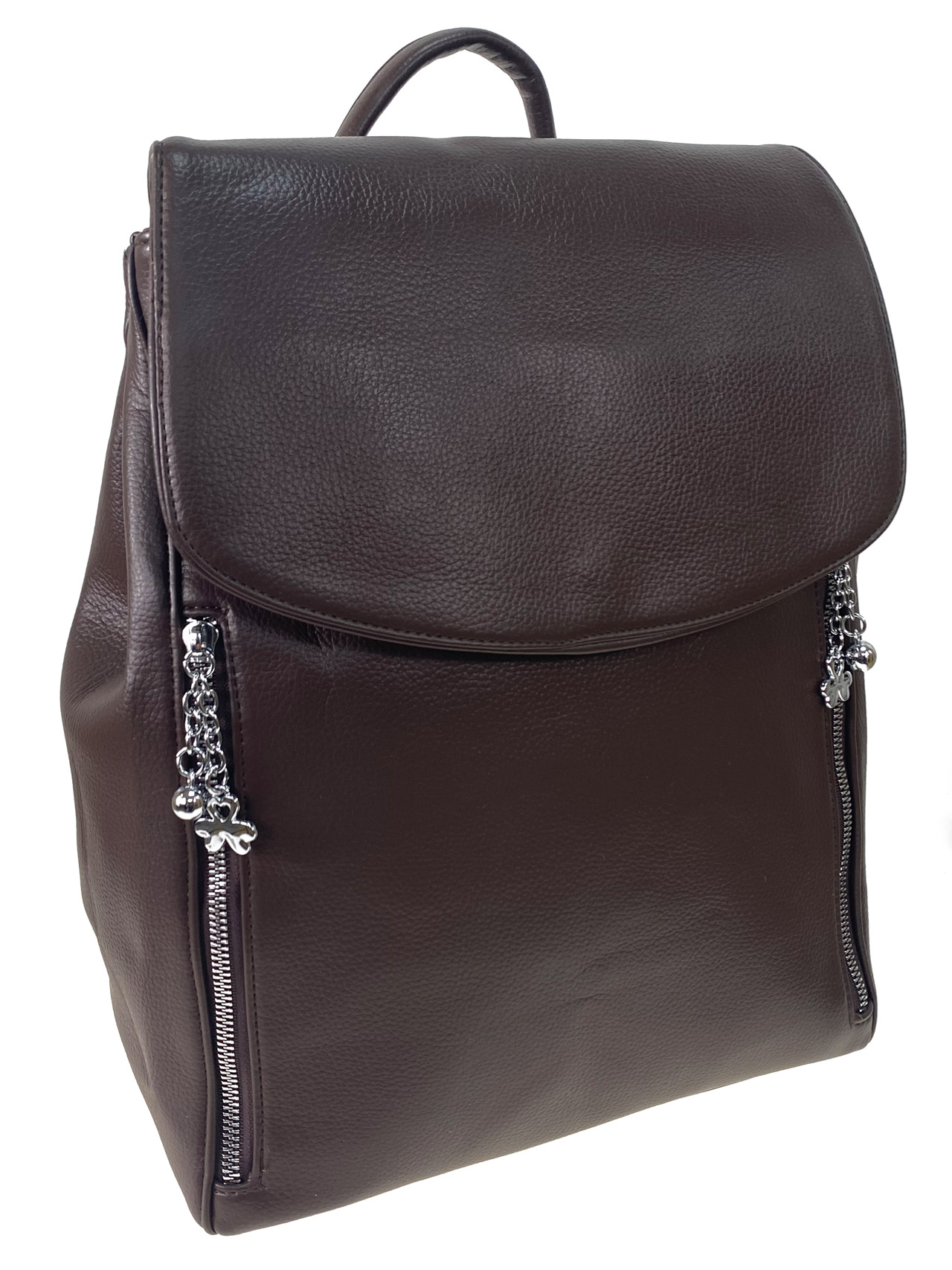 На фото 1 -  Женский рюкзак из искусственной кожи, цвет шоколад