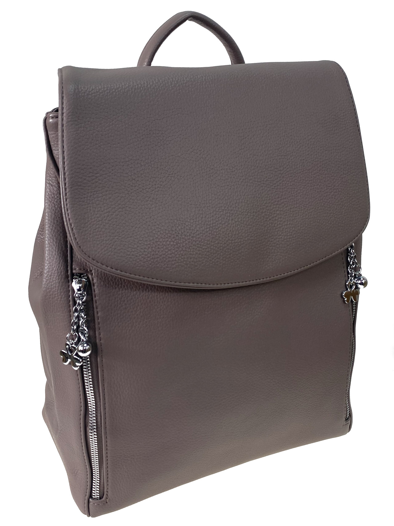 На фото 1 -  Женский рюкзак из искусственной кожи, цвет хаки