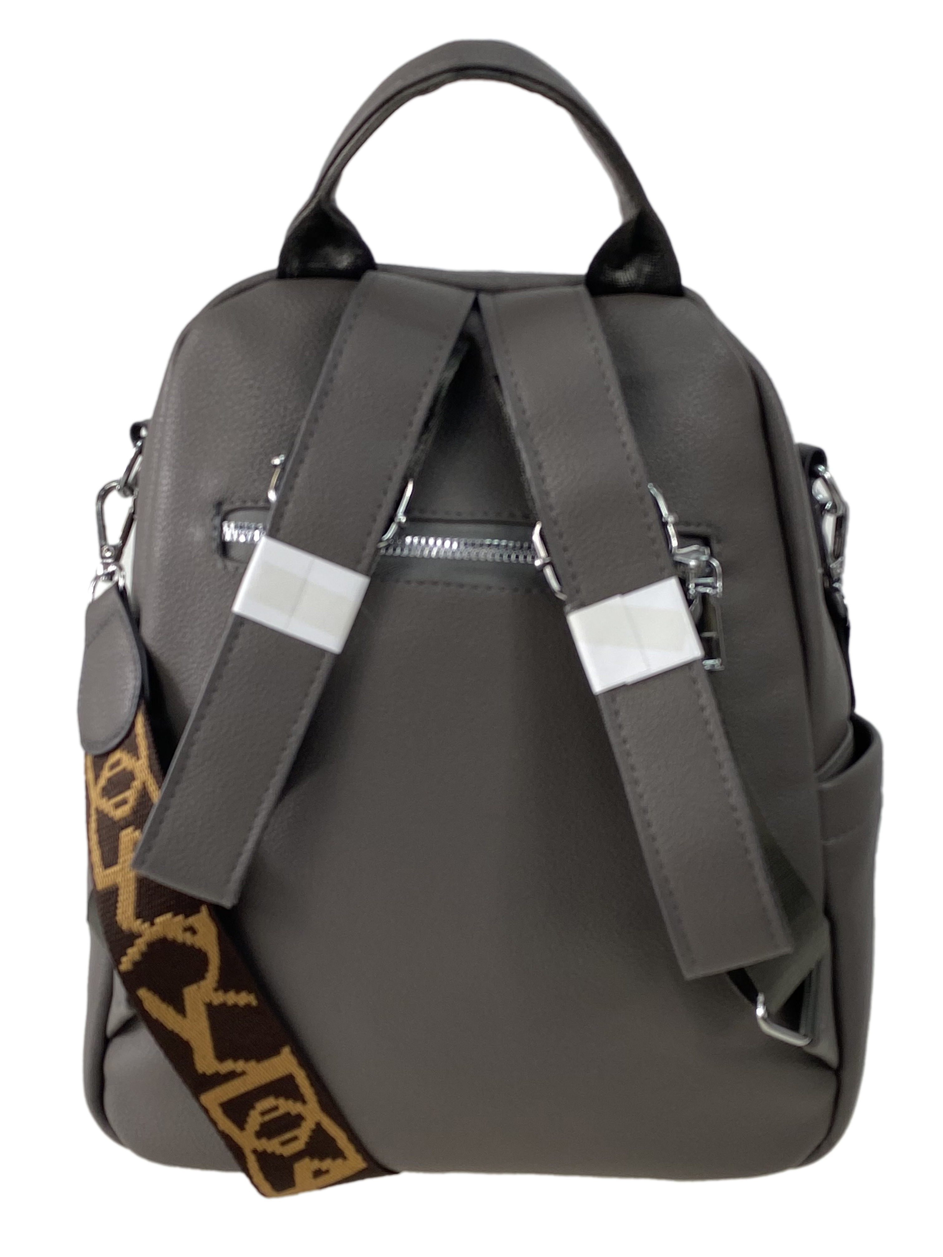 На фото 3 - Женская сумка-рюкзак  из искусственной кожи, цвет темно серый
