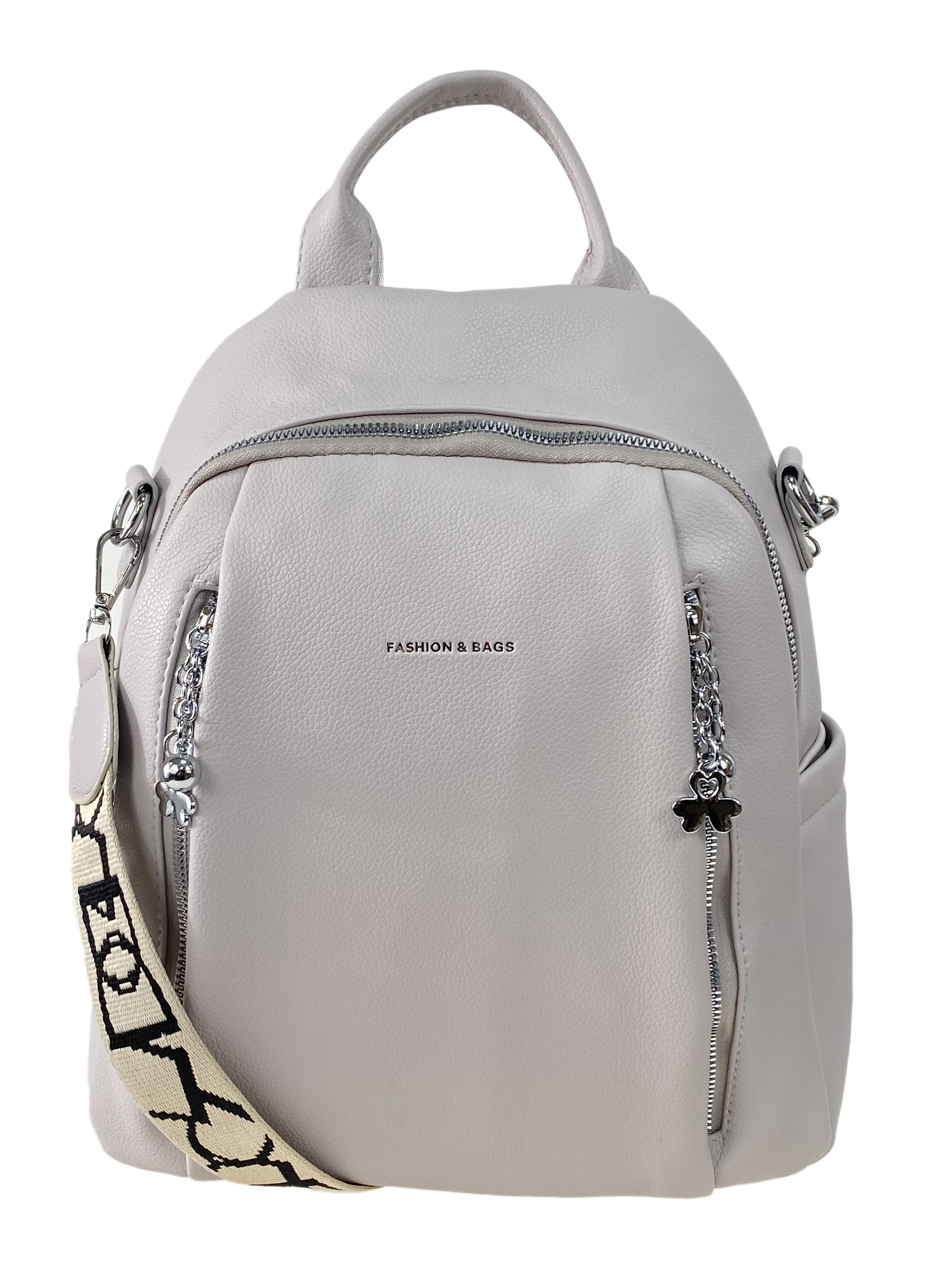 На фото 2 - Женская сумка-рюкзак  из искусственной кожи, цвет светло серый 