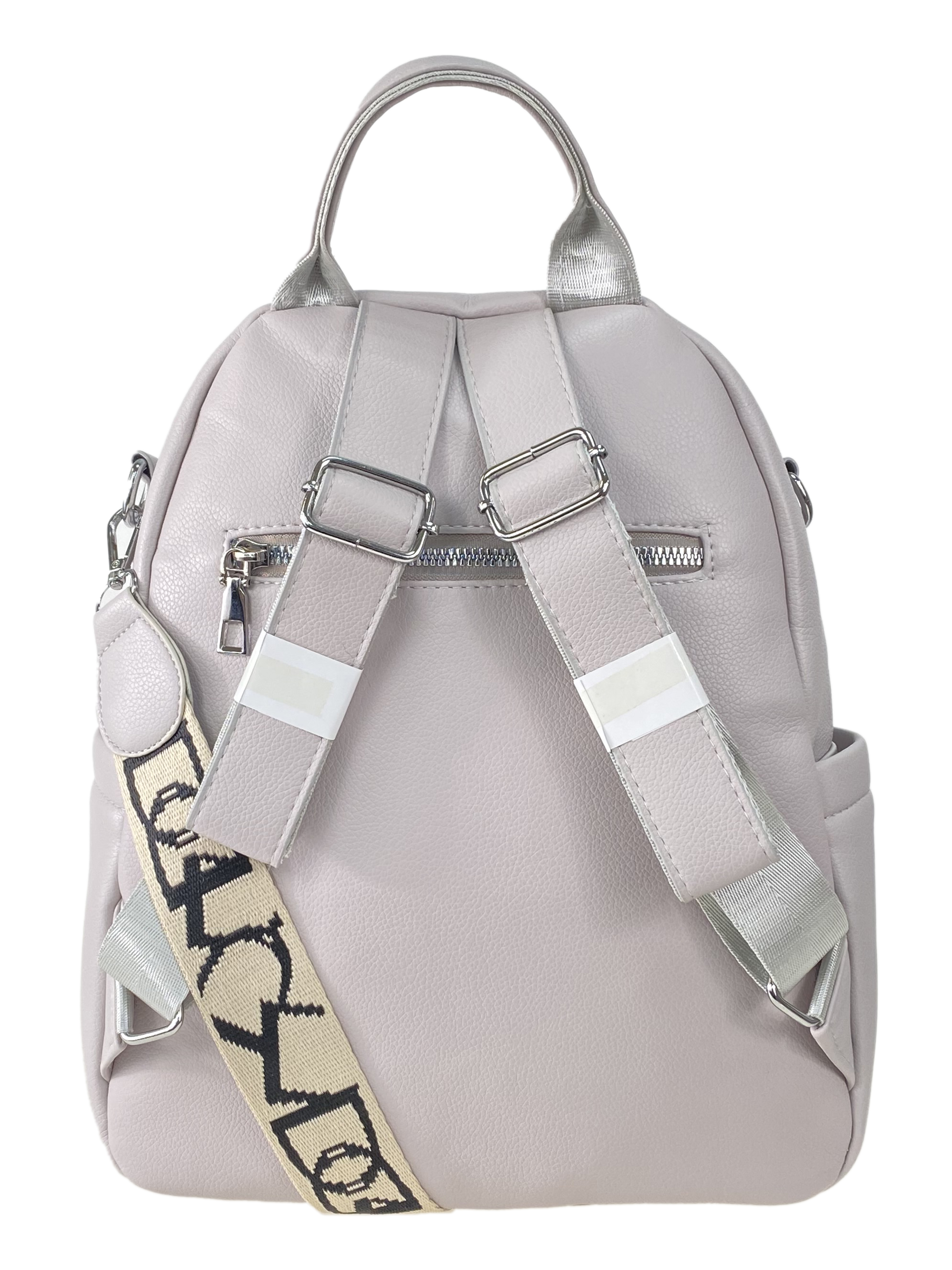 На фото 3 - Женская сумка-рюкзак  из искусственной кожи, цвет светло серый 