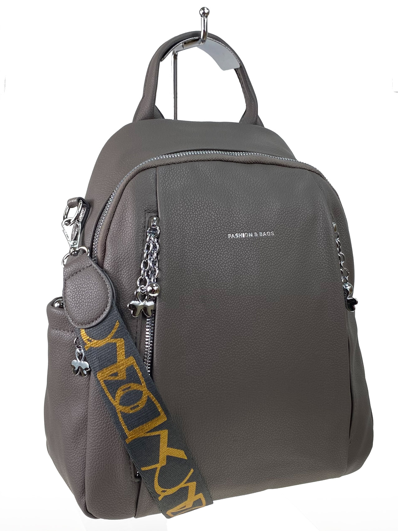 На фото 1 - Сумка-рюкзак из искусственной кожи, цвет серый