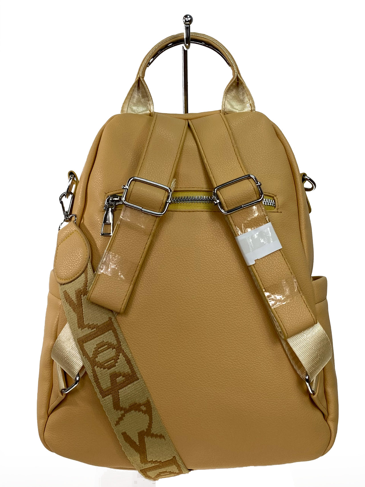 На фото 2 - Сумка-рюкзак из искусственной кожи, цвет желтый
